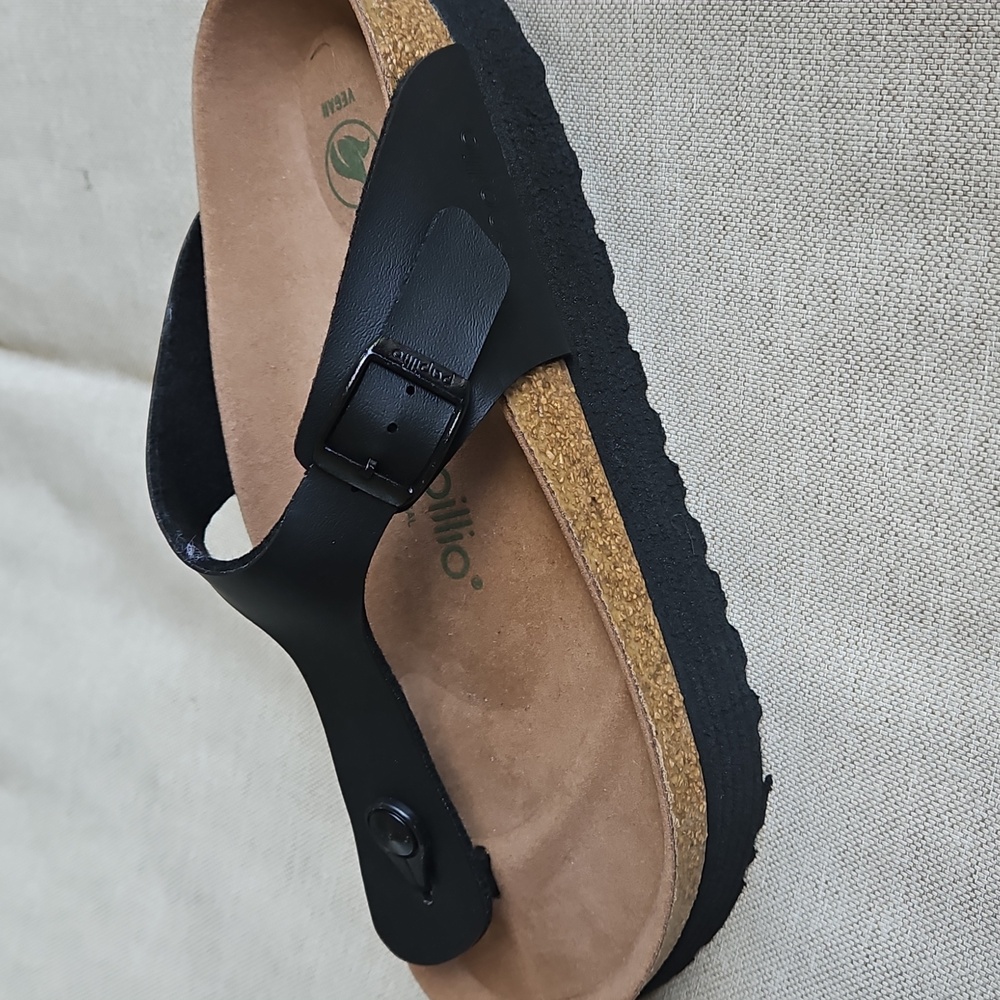 Sz 7- Birkenstock PAPILLIO Gizeh Vegan Platform Thong Sandal Black, 38 - Picture 7 of 10